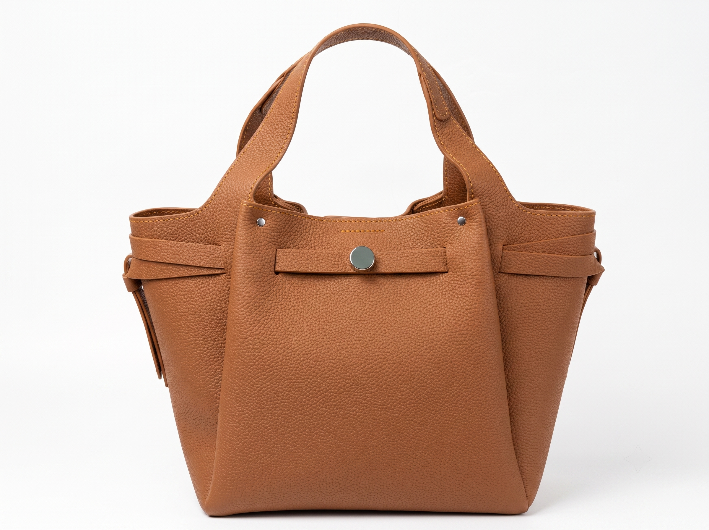 HOSSEN Genuine Leather Structured Tote Bag