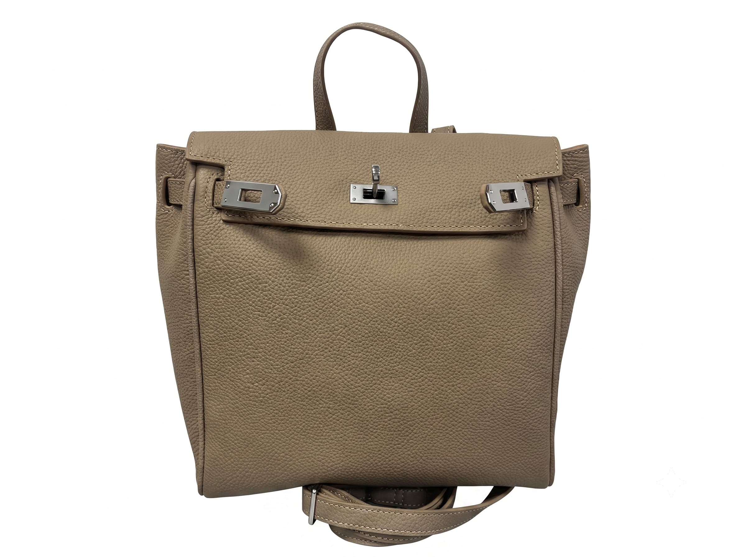 HOSSEN Pebbled Leather Flap Backpack