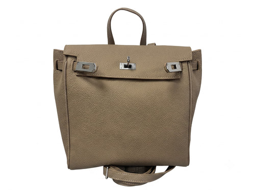 HOSSEN Pebbled Leather Flap Backpack