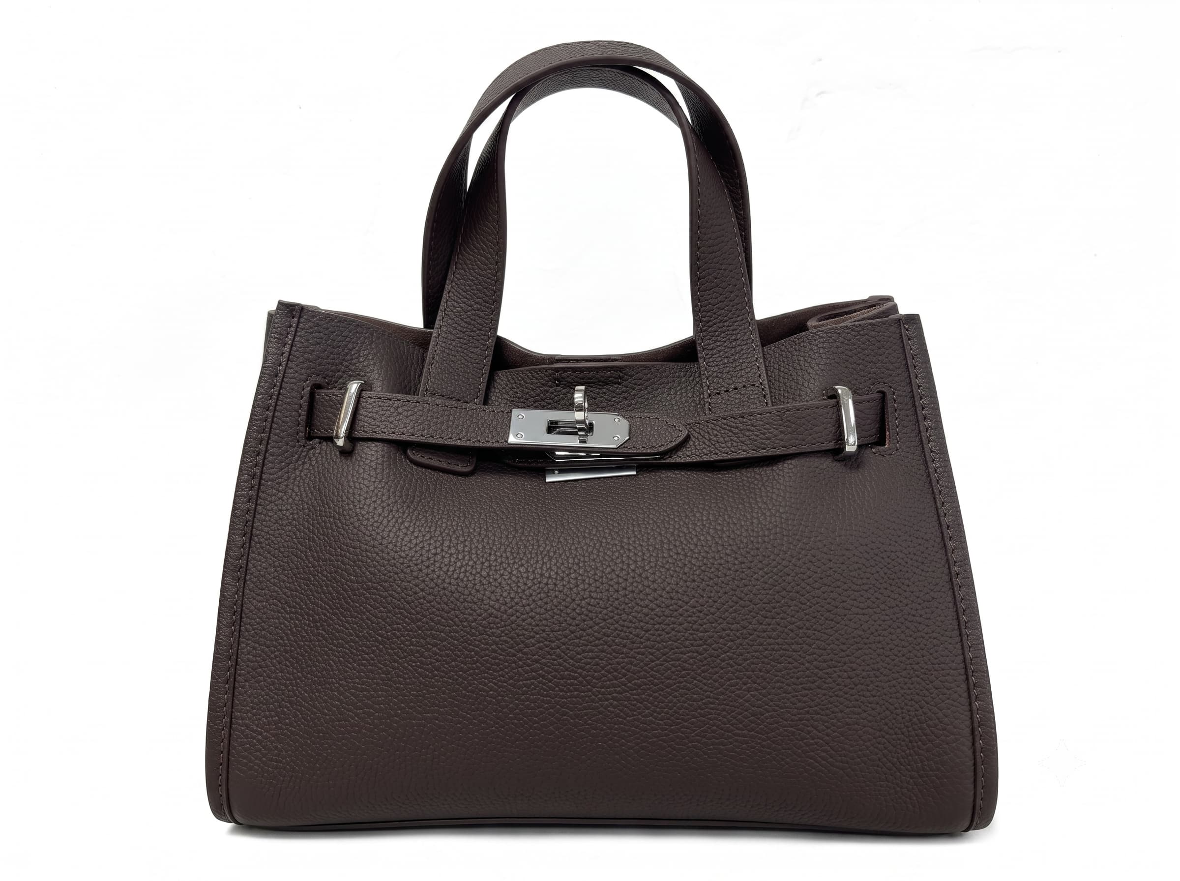 HOSSEN Pebbled Leather Turn-Lock Tote