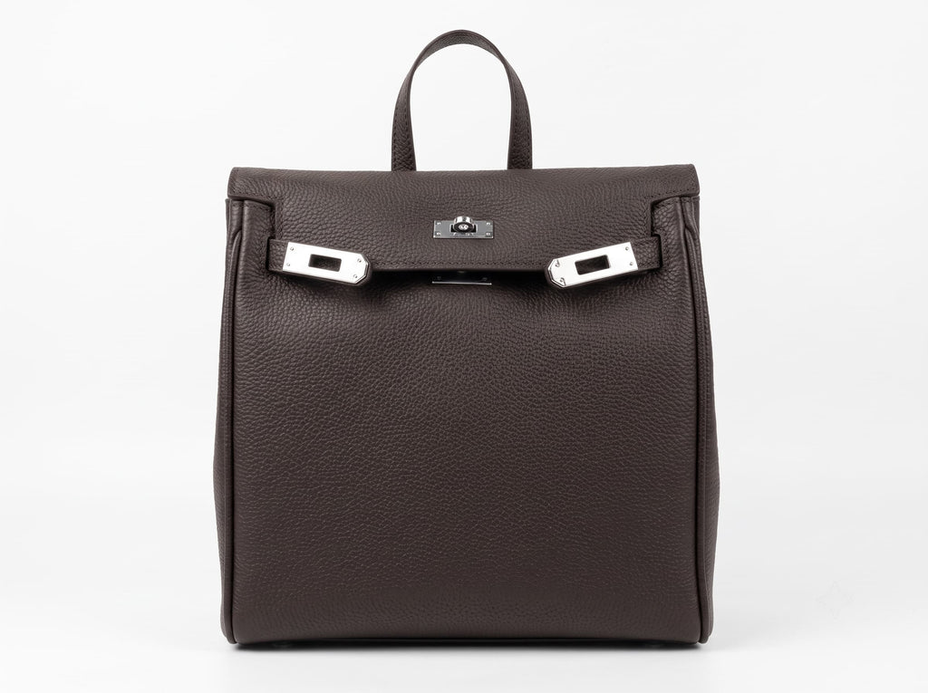 HOSSEN Pebbled Leather Flap Backpack
