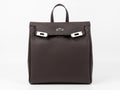 HOSSEN Pebbled Leather Flap Backpack
