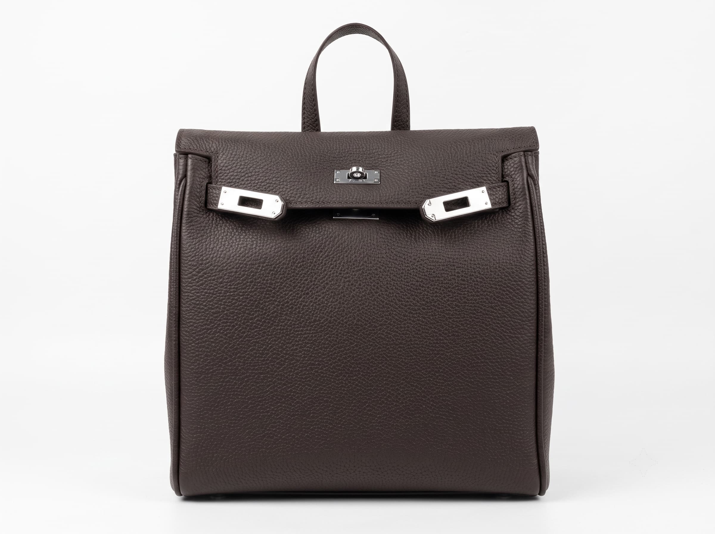 HOSSEN Pebbled Leather Flap Backpack