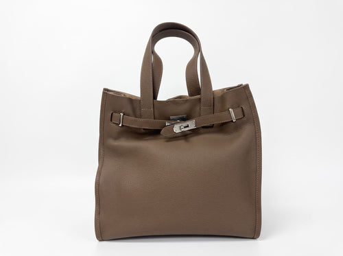 HOSSEN Pebbled Leather Belted Oversized Tote