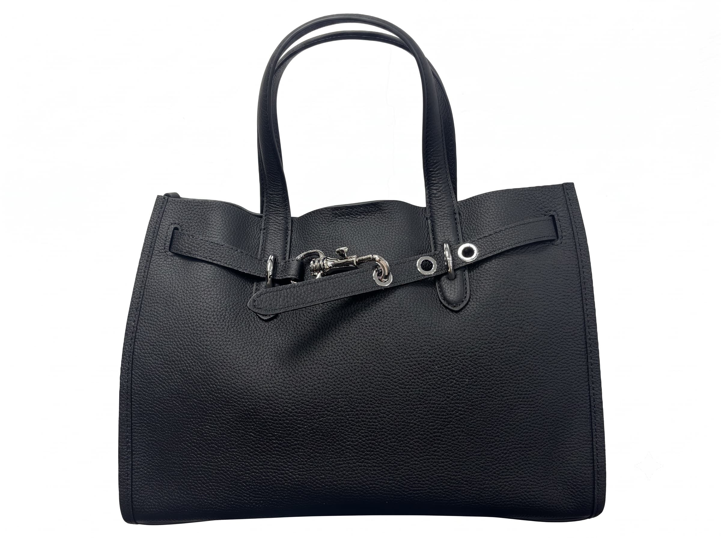 HOSSEN Pebbled Leather Horsebit Tote
