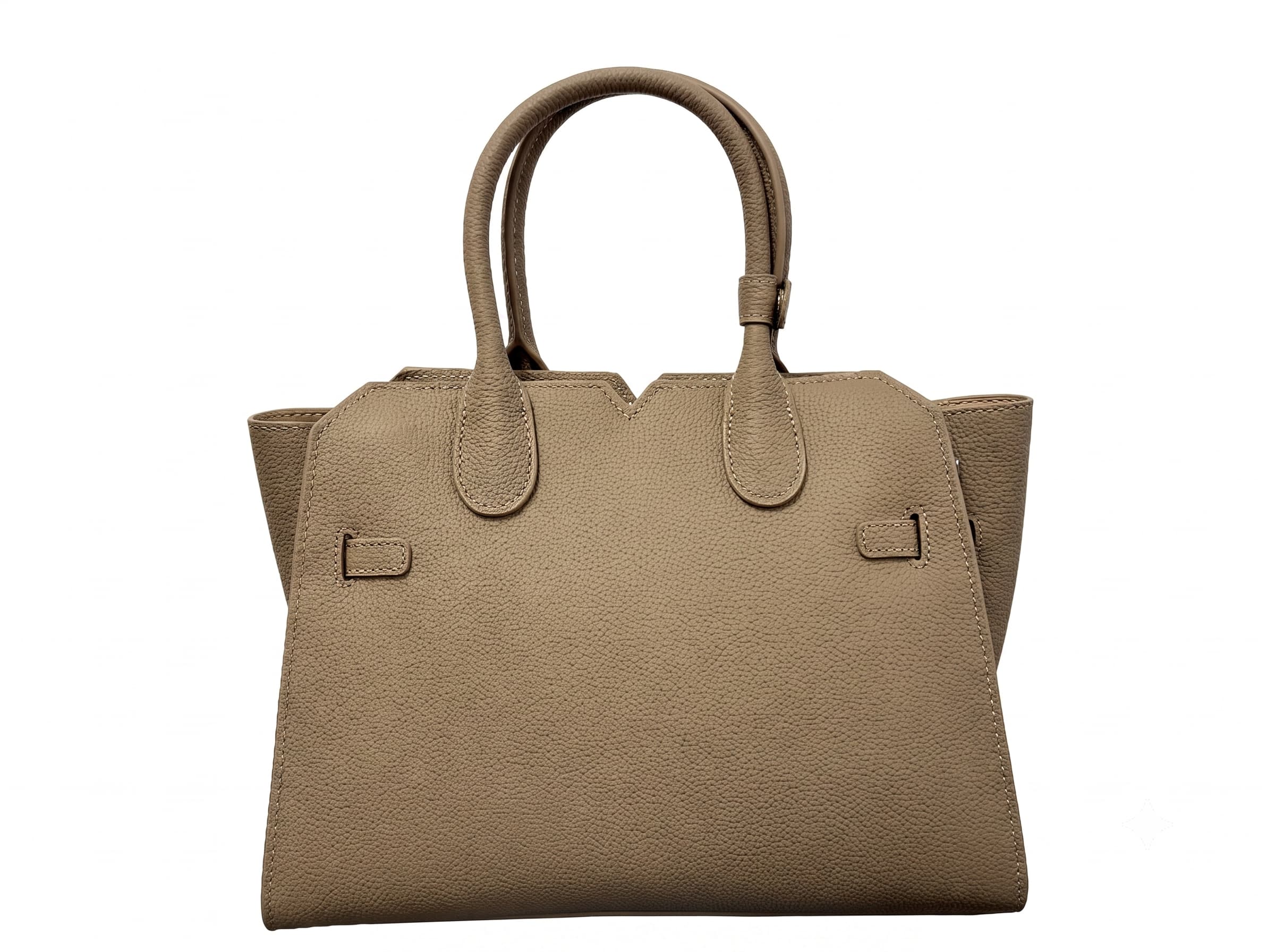 HOSSEN Pebbled Leather Triple-Clasp Satchel