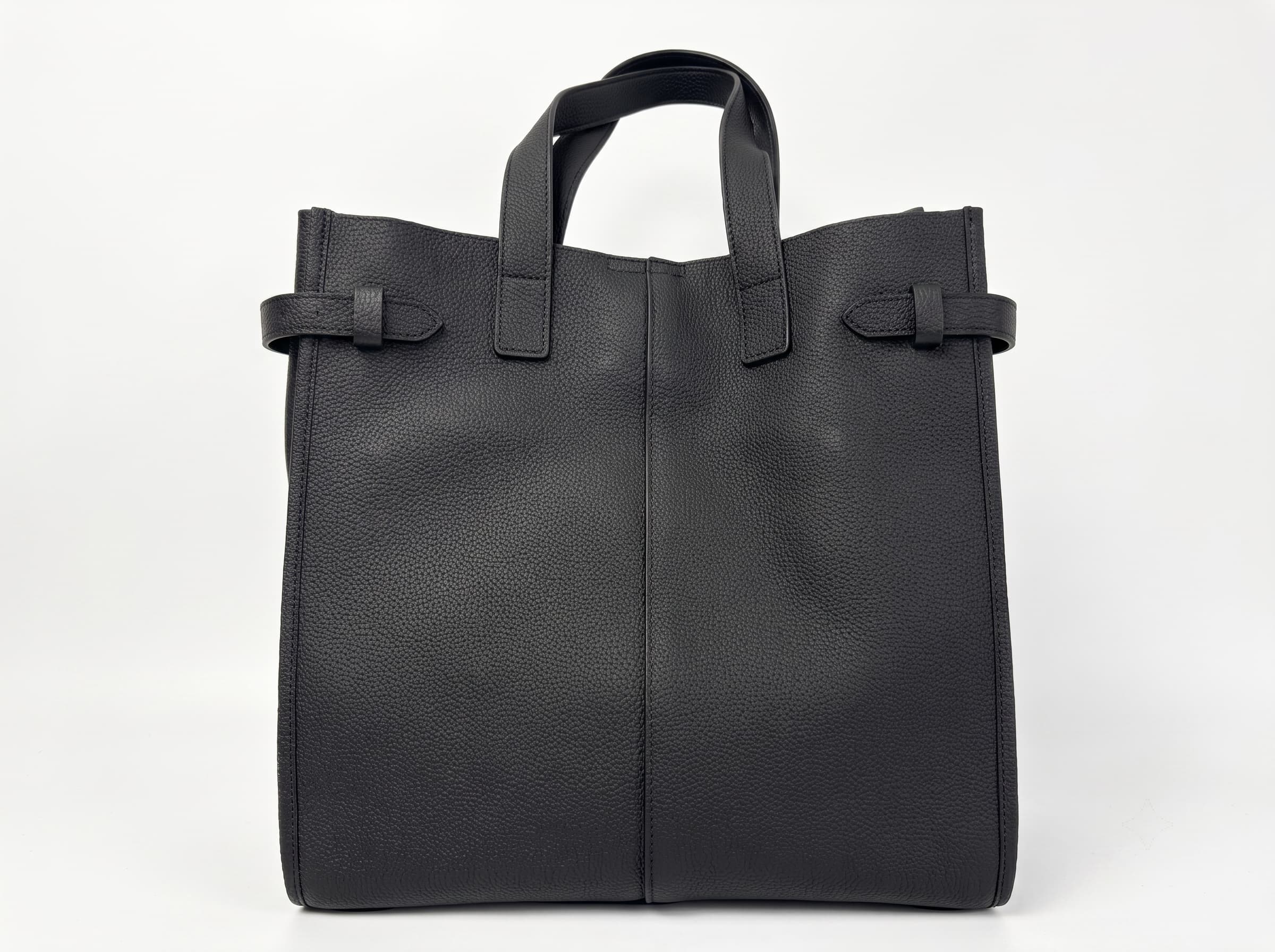 HOSSEN Pebbled Leather Belted Oversized Tote