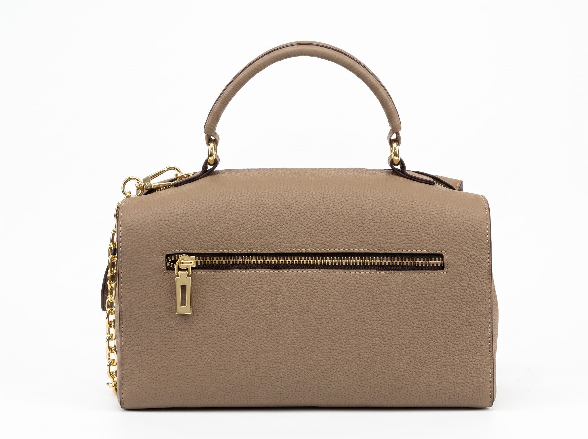 HOSSEN Pebbled Leather Zip Satchel