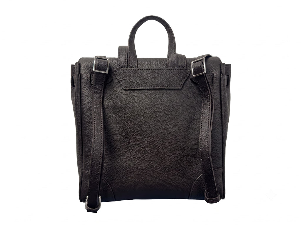 HOSSEN Pebbled Leather Flap Backpack
