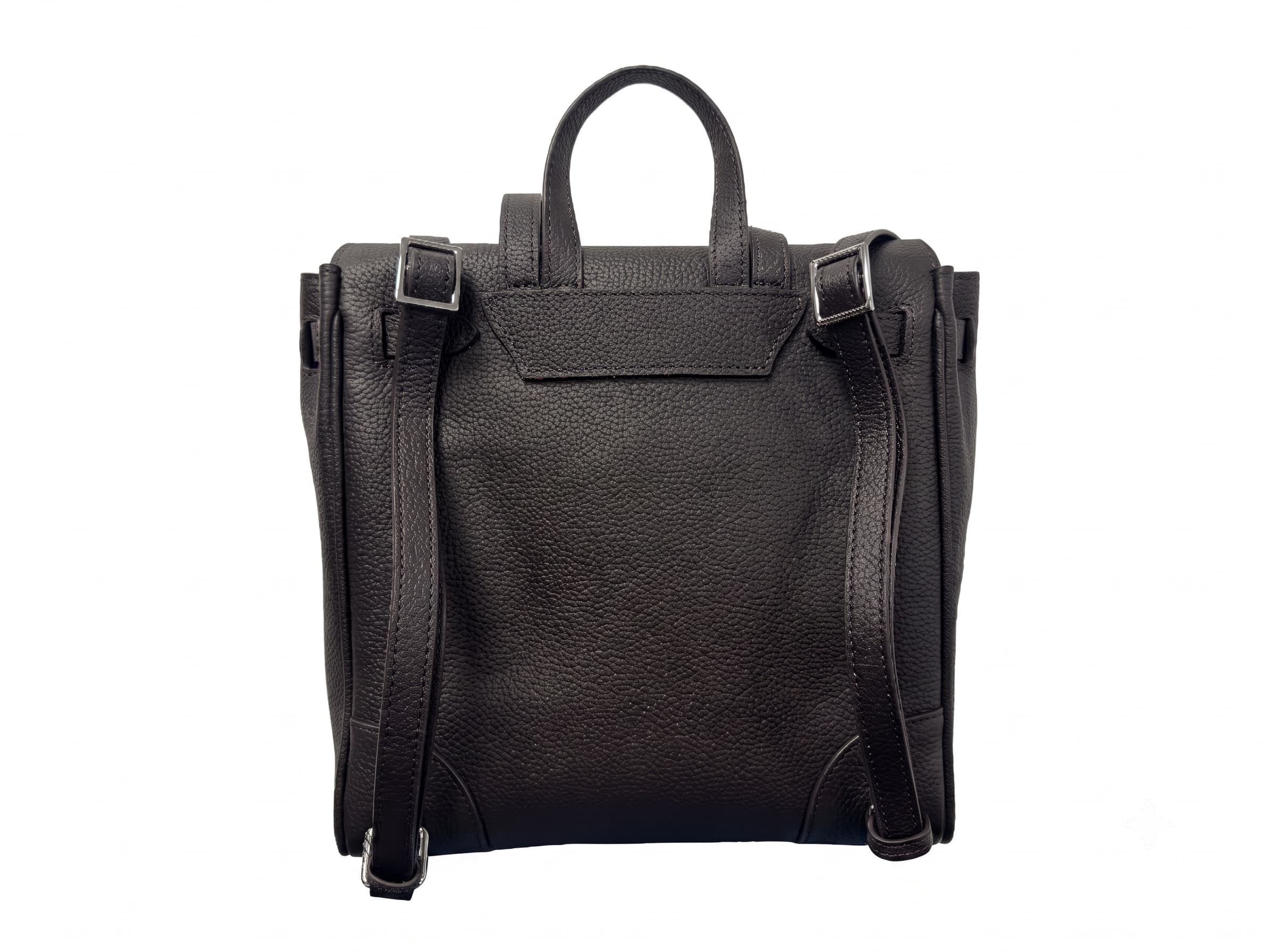 HOSSEN Pebbled Leather Flap Backpack