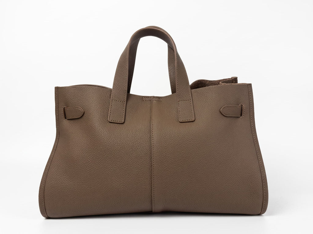 HOSSEN Pebbled Leather Turn-Lock Tote