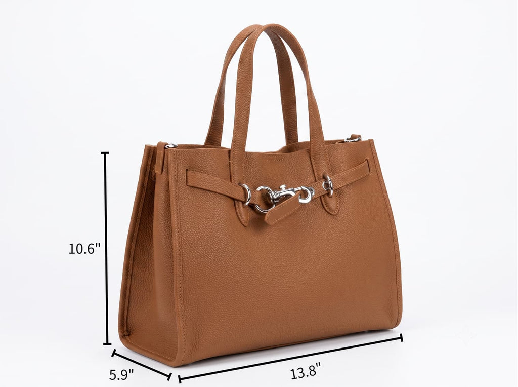 HOSSEN Pebbled Leather Horsebit Tote