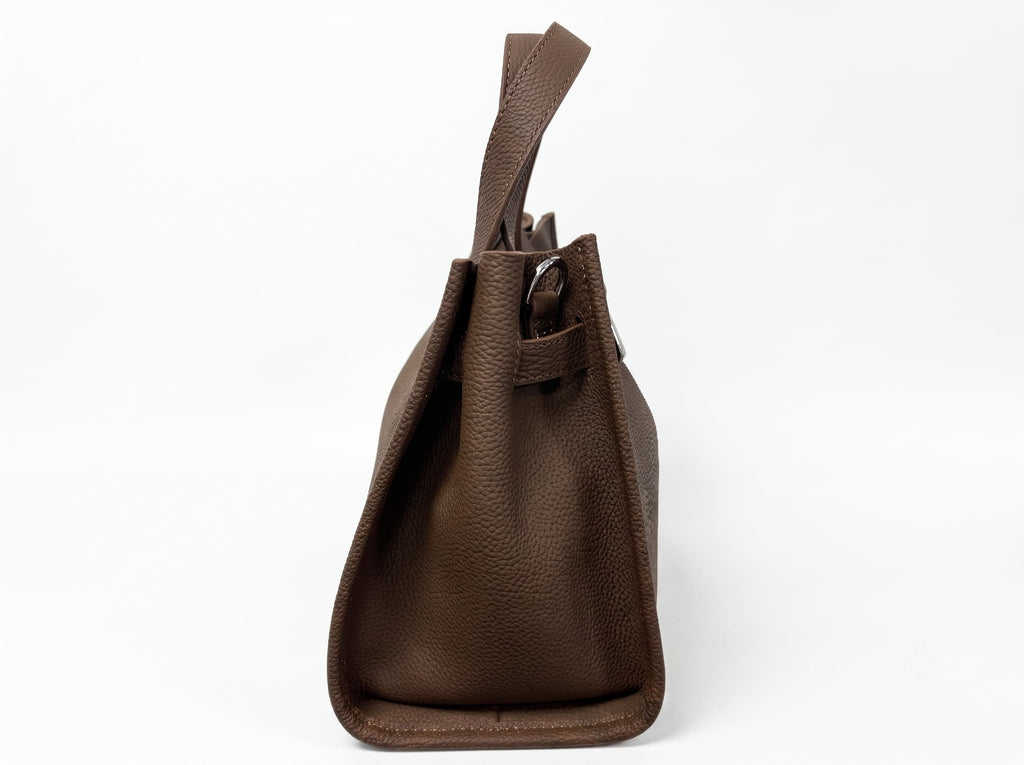 HOSSEN Pebbled Leather Turn-Lock Tote