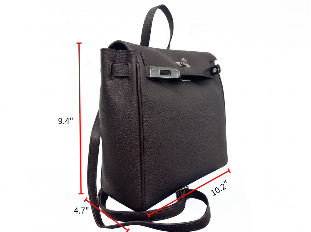 HOSSEN Pebbled Leather Flap Backpack
