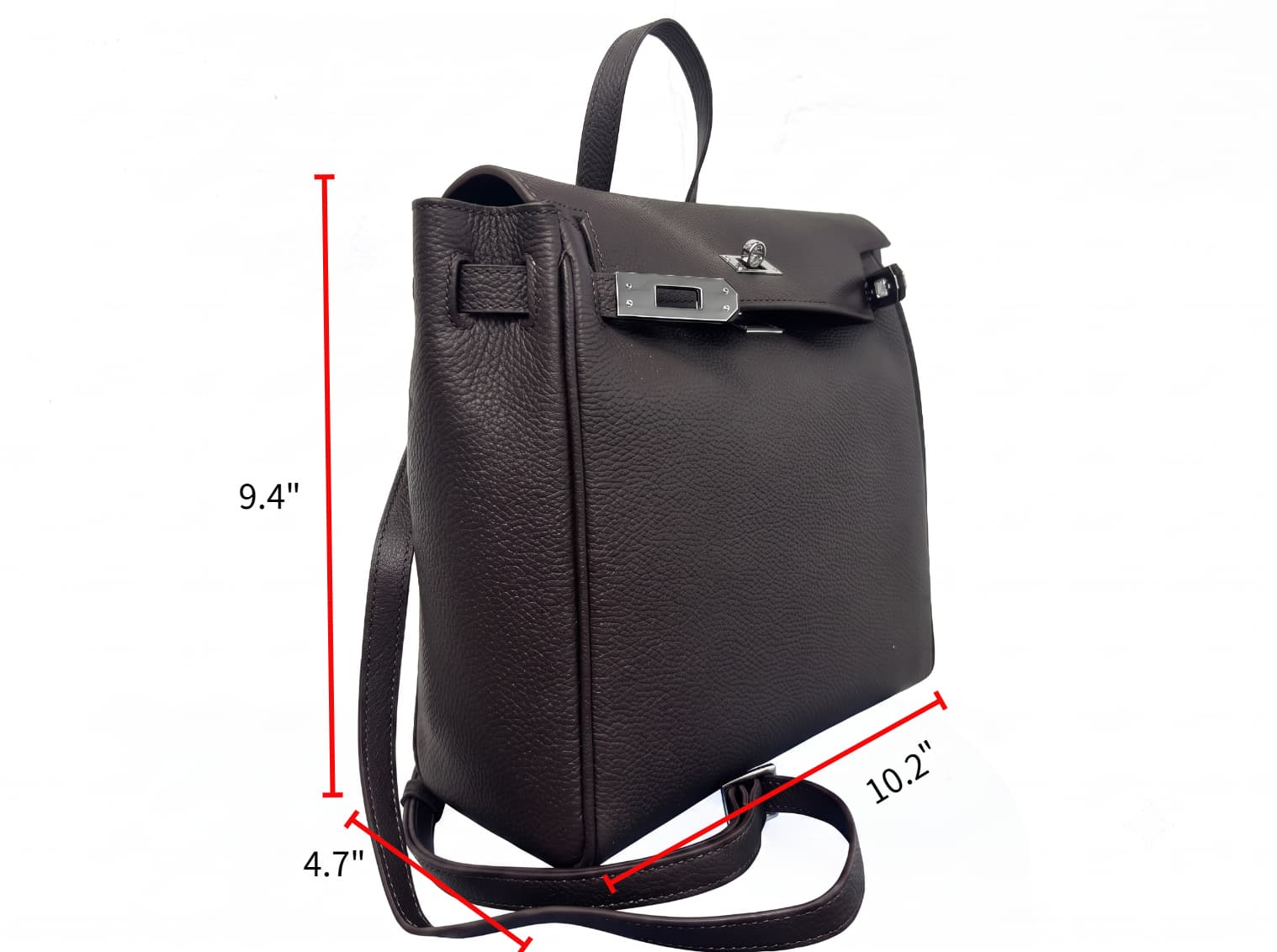 HOSSEN Pebbled Leather Flap Backpack