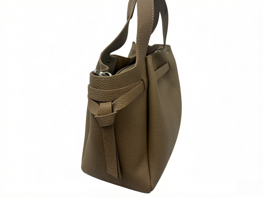 HOSSEN Genuine Leather Structured Tote Bag