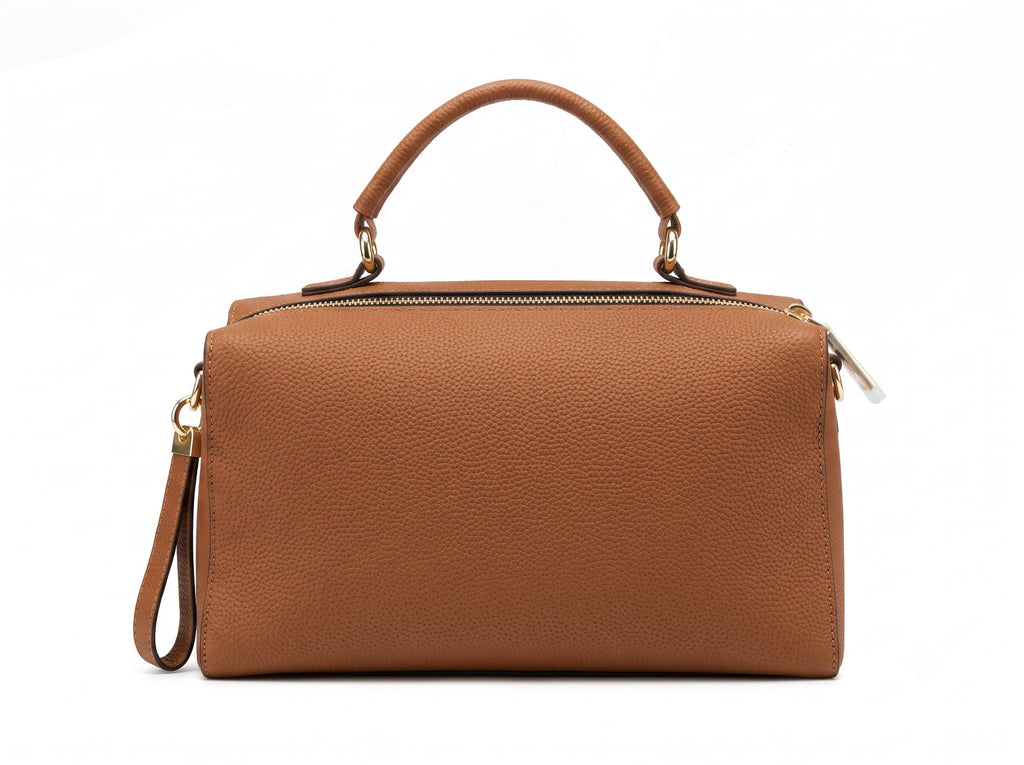 HOSSEN Pebbled Leather Zip Satchel