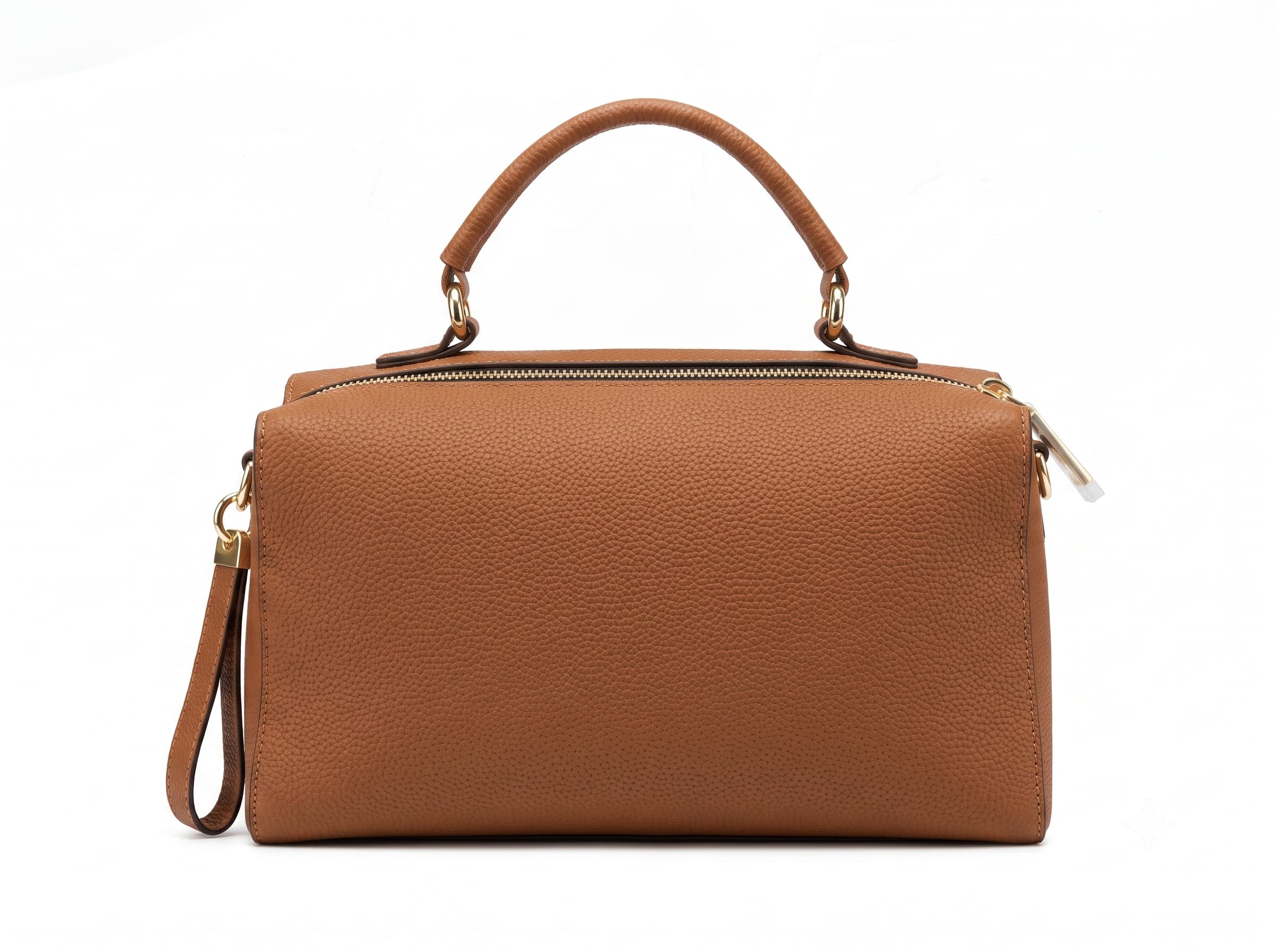 HOSSEN Pebbled Leather Zip Satchel