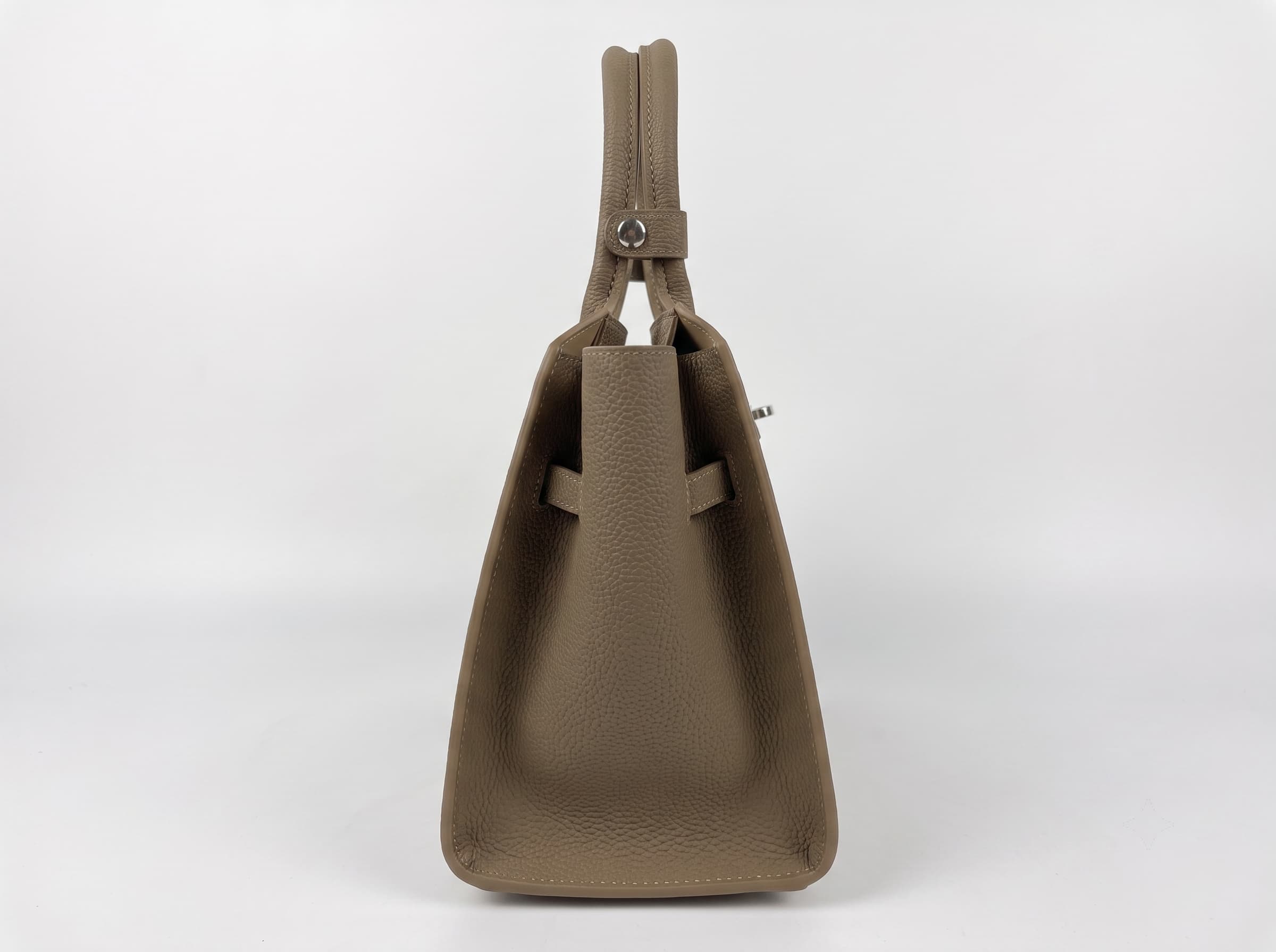 HOSSEN Pebbled Leather Triple-Clasp Satchel