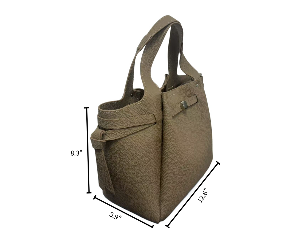 HOSSEN Genuine Leather Structured Tote Bag
