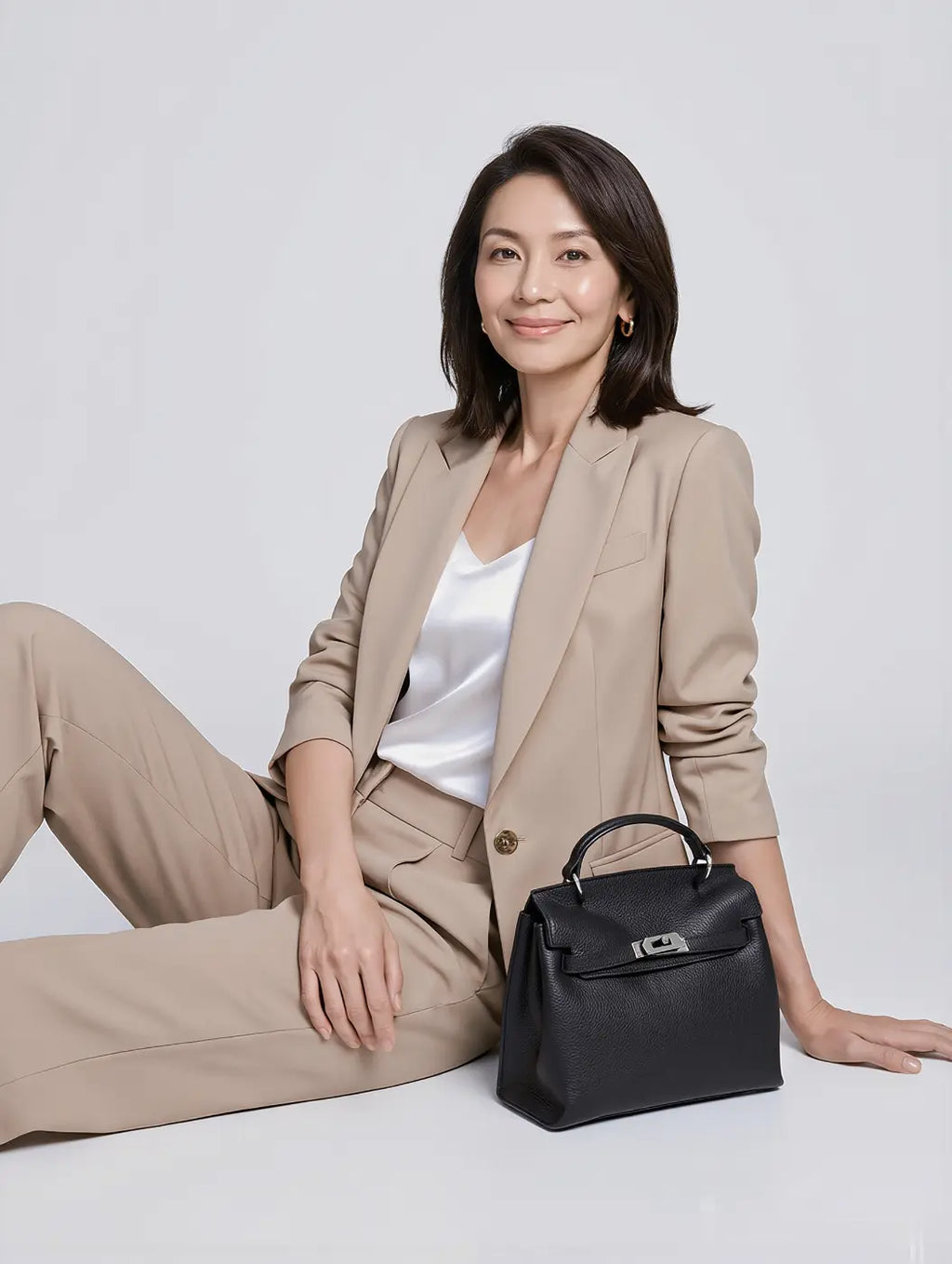 호센 페블 가죽 켈리 플랩 백 – 클래식 스트럭처드 숫백