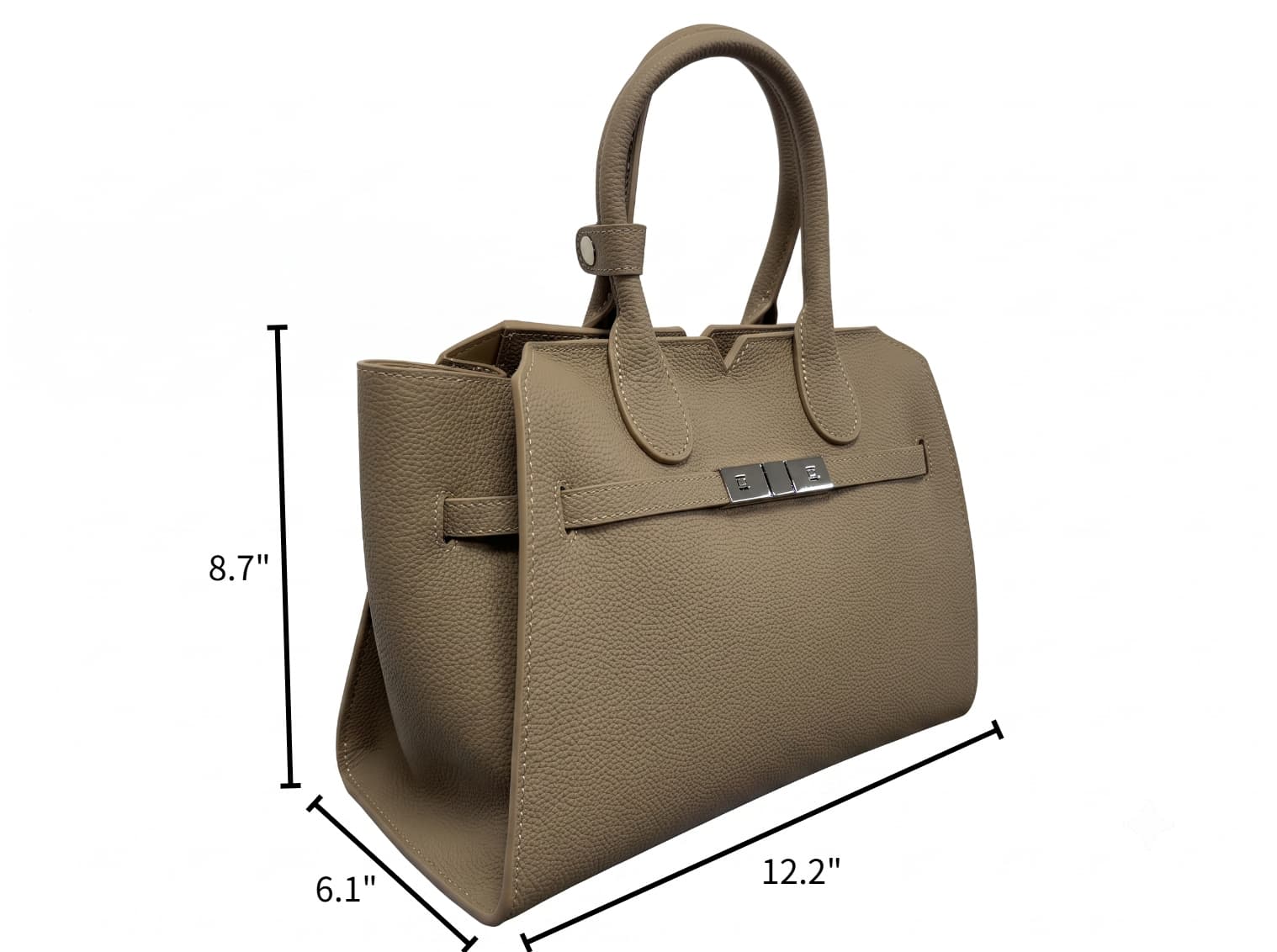 HOSSEN Pebbled Leather Triple-Clasp Satchel