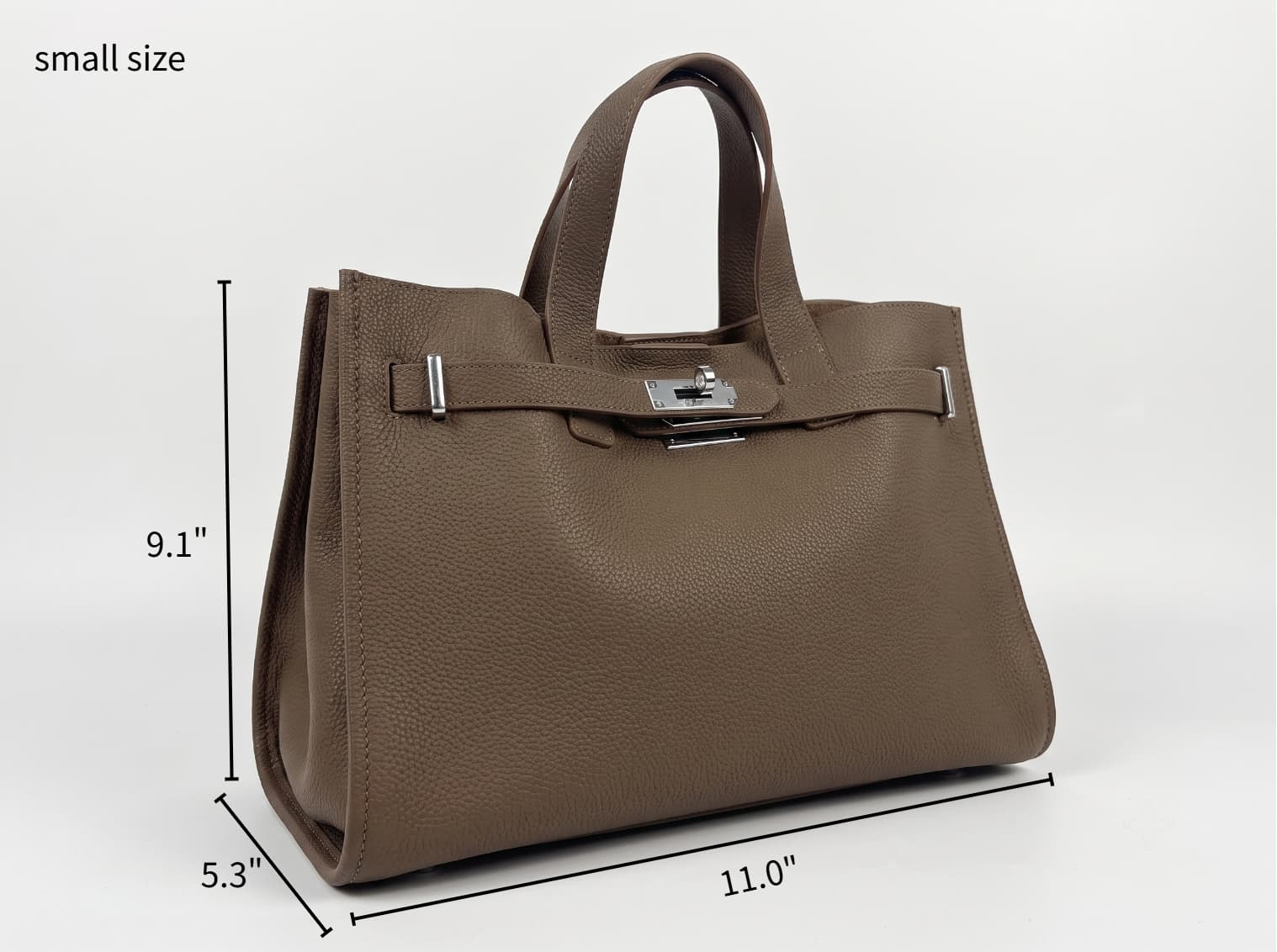 HOSSEN Pebbled Leather Turn-Lock Tote
