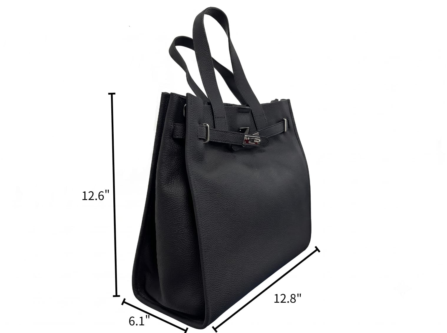 HOSSEN Pebbled Leather Belted Oversized Tote