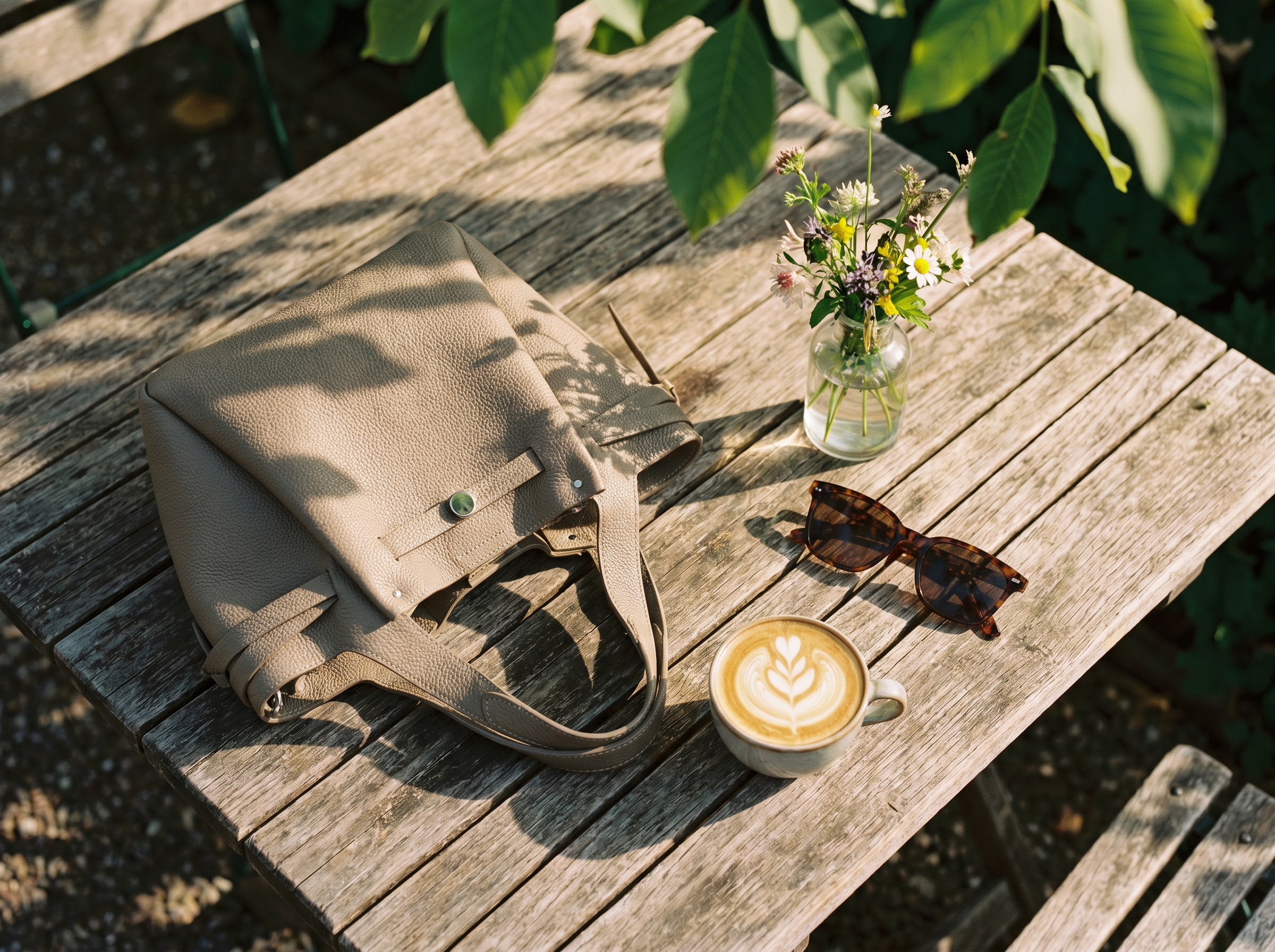 HOSSEN Genuine Leather Structured Tote Bag