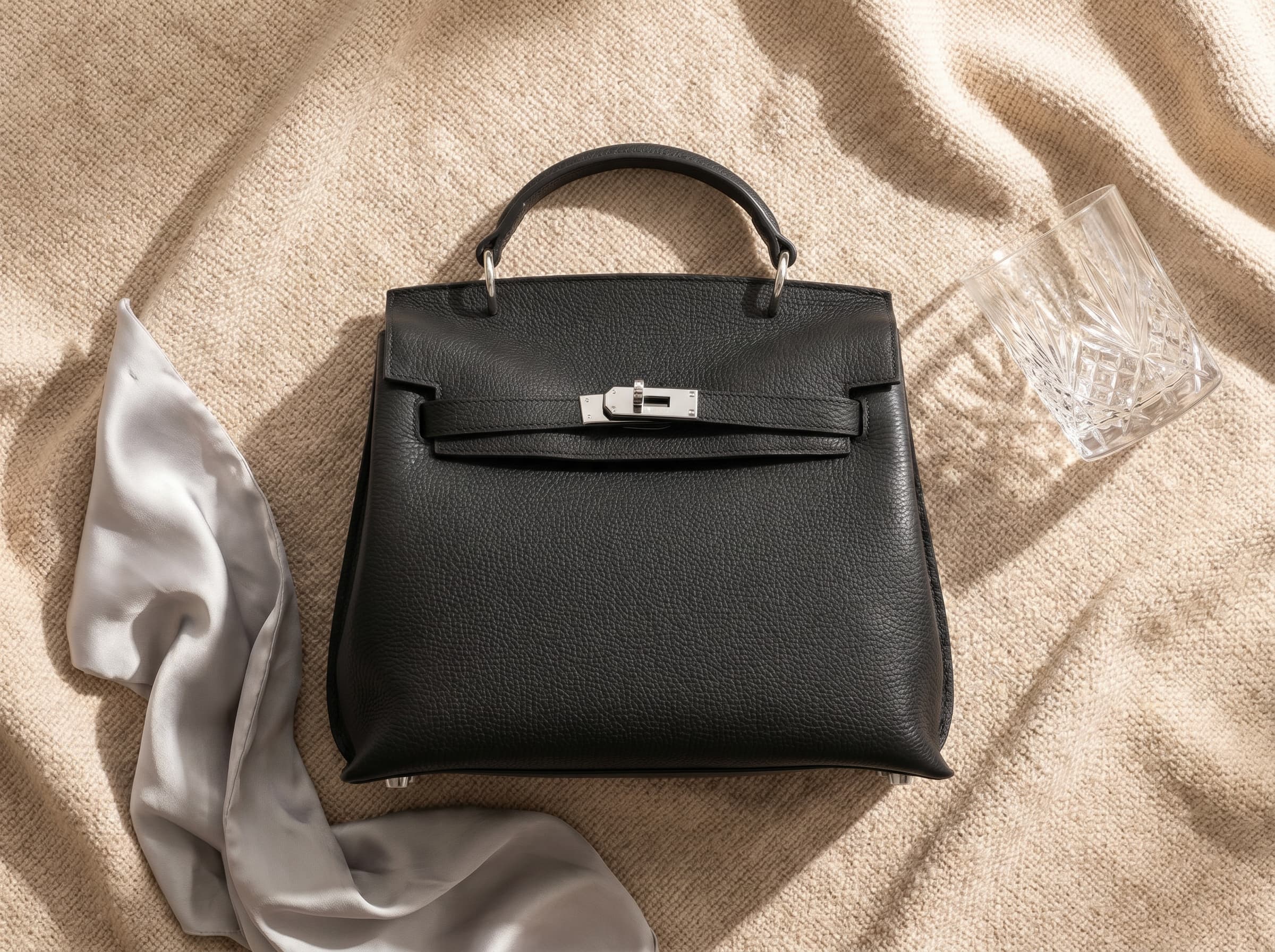 HOSSEN Pebbled Leather Kelly Flap Bag