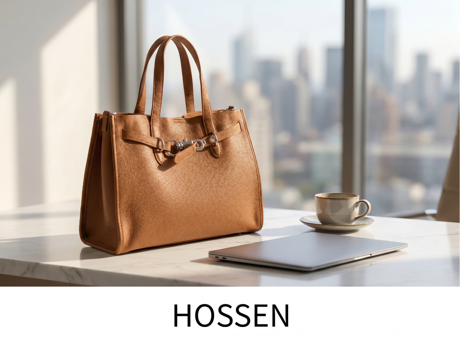 HOSSEN Pebbled Leather Horsebit Tote