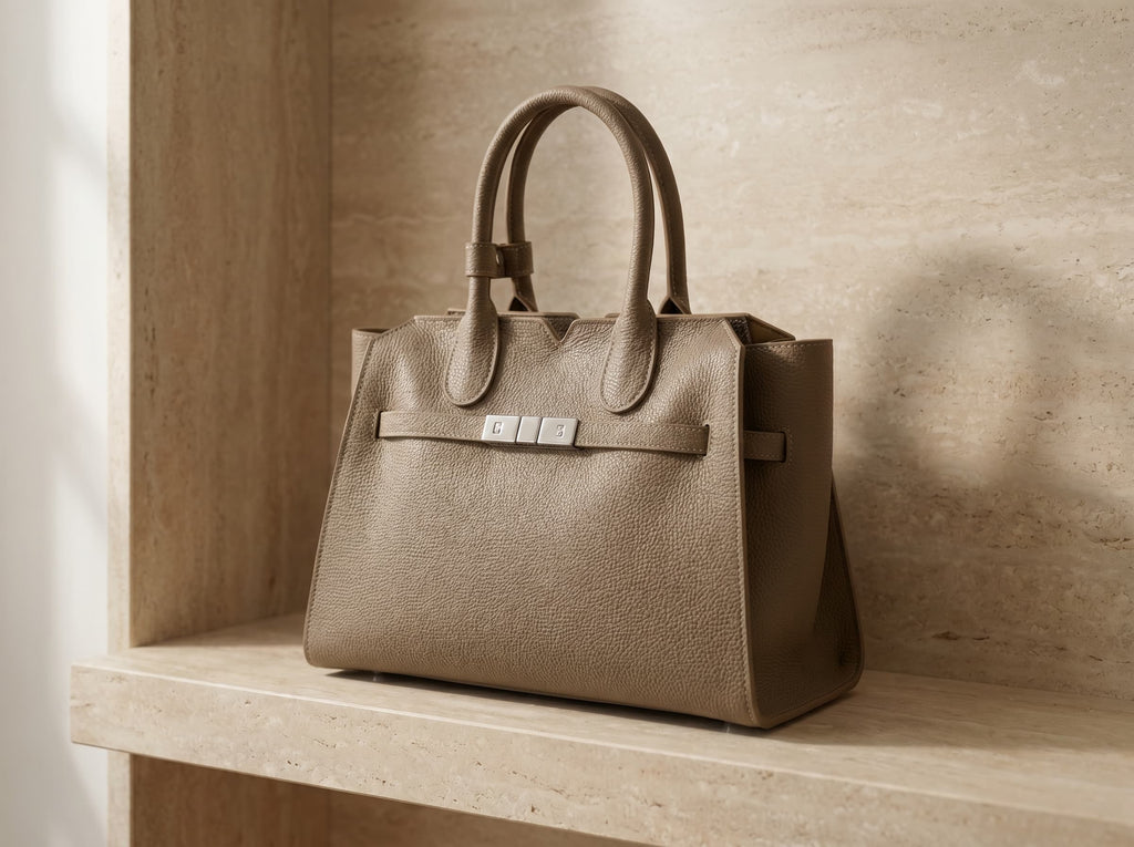 HOSSEN Pebbled Leather Triple-Clasp Satchel