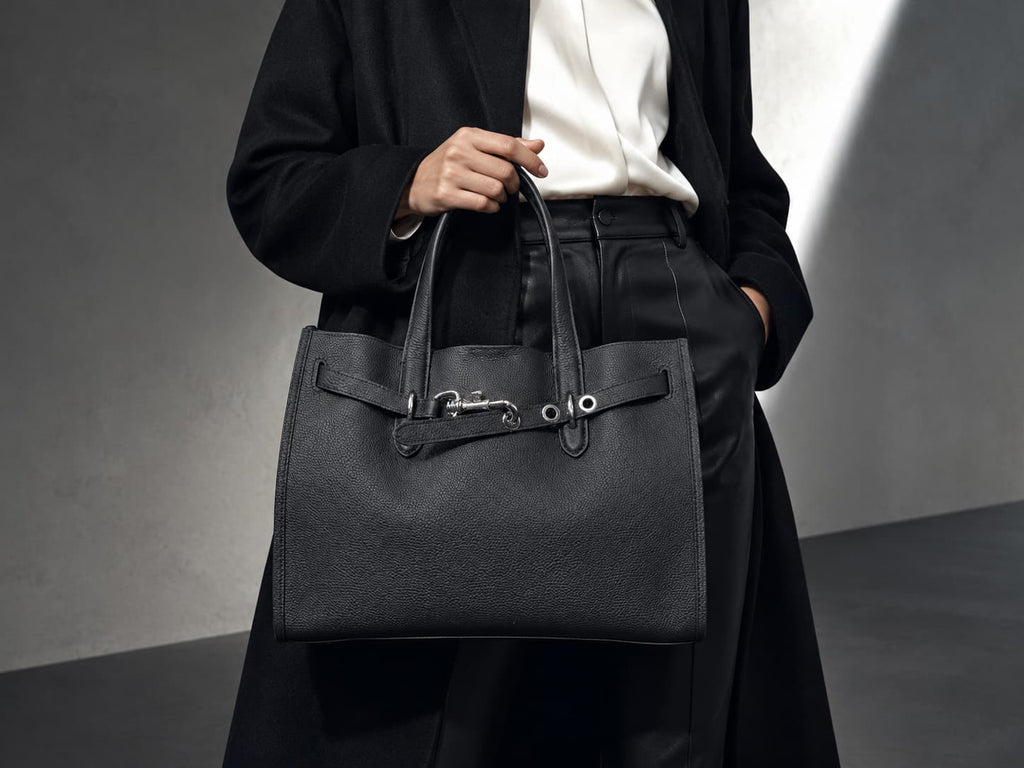 HOSSEN Pebbled Leather Horsebit Tote
