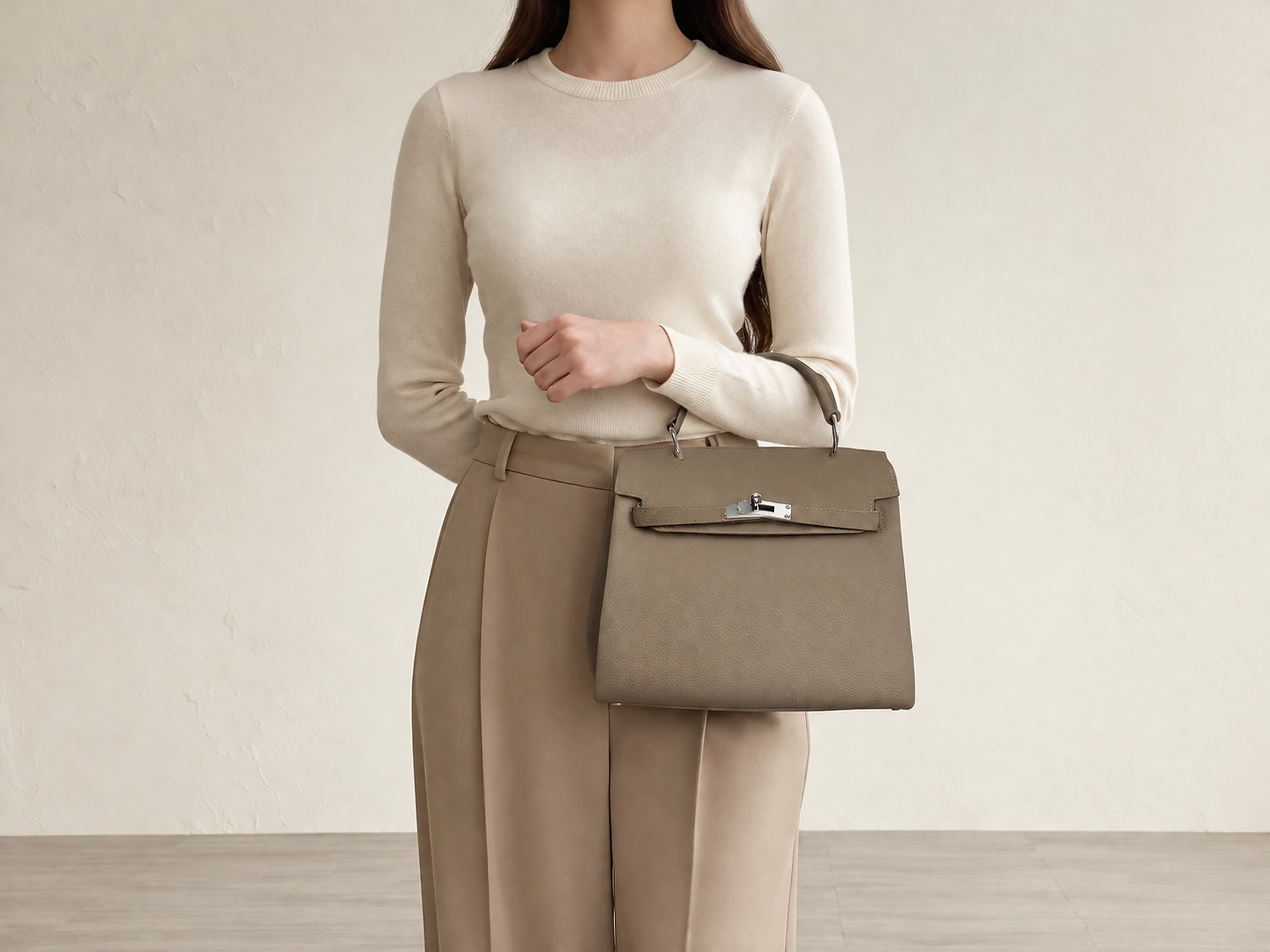HOSSEN Pebbled Leather Kelly Flap Bag